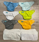 6 Alva Baby Reusable Pocket Adjustable Covers  Plus 12 Thick Inserts Lot