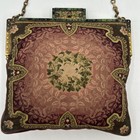 Petit Point Malachite Bag Needlepoint Tapestry Purse Antique Jeweled Frame