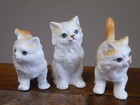 Set Of 3 Vintage Enesco Playful Kitty Cat Ceramic Figurines Taiwan Label