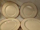 4 Rare Vintage Syracuse China Dinner Plates Scalloped Red Black Trim 10 5 