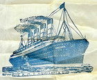 Rare Antique Vintage Cunard Rms Aquitania Silk Handkerchief Souvenir
