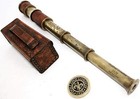 Brass Antique Telescope Marine W  Leather Case Spyglass Vintage Men father Gifts