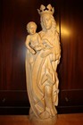 Antique 25  Hand Carved Wood Our Lady Virgin Mary Jesus Statue Figure Sculpture