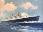 Vtg  60s Holland America Line Cruise Ship Advertising Sign Print Nieuw Amsterdam