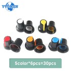 30x Potentiometer Shaft 6mm Dia Plastic Knurled Threaded 15 17 Control Knobs Cap