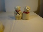 Antique Shawnee Pottery Usa  large Smiley Pig Salt   Pepper Shakers  Handpainted