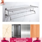Towel Rack Bathroom Hotel Rail Holder Stainless Steel Wall Mounted Storage Shelf