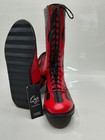 Handmade Red   Black Wrestling Boots     Lace-up Leather I Custom Made