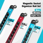 Duratech 9pcs Magnetic Socket Organizer Set 1 4  3 8  1 2  Dr Socket Rail Holder