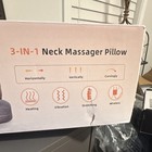 Neck Massager Pillow W  Heat Therapy Vibration Airbag Stretch Gray orange