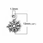 Sun Charms 13mm Antiqued Silver Plated Small Pendants C3448 - 10  20 Or 50pcs