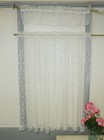 Vintage Diamond Lace Cafe Curtains 3 Pc Set Shabby Farmhouse Cottage Off White