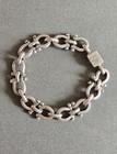 Vintage Solid Sterling Silver 925 Mexico Fancy Link Chain Style Bracelet 44 Gram