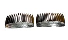 Vintage Navajo Sterling Silver Hair Combs Pair Hand Stamped Artisan Signed Lp