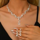 3pcs Women s Flower Jewelry Set Necklace Earrings Wedding Party Gift