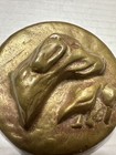 Vintage Solid Brass  Bird Dog W  Duck  Desk Paperweight Hunting Sculpture