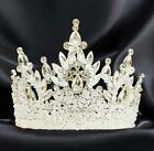 Classic Silver Crown  Royal Wedding Crown  Clear Crystal Crown  Beaded Xl Crown