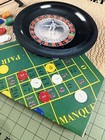 Vtg Deluxe Casino Roulette Set 10    Wheel  Chips  Playmat  Rake - Complete W  Box