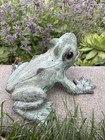 Realistic Vtg Brass  Frog Figurine Decor Garden Statue 6   X 6 5   Patina