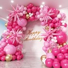 Hot Balloons Garland Arch Kit 180pcs With Star - 22 18 12 10 5in Different Pink
