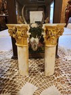 Vintage Pair Wood Church Posts Columns Gold And Cream
