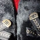 Fashion Faux Fur Moccasin Slippers Black Bow Lined Comfort  Size 7 Women