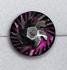 Vintage Shank Sewing Button Purple Glass shell And Silver Steel Pinwheel Design