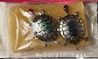Pair Vintage Pin-back Turtles Scatter Pins Gold Tone Novelty Hong Kong Unopened