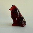 Vintage Marked Mosser Art Glass Collie Dog Ruby Red  mint