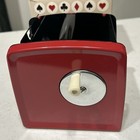 Vtg 1950 Arrco Card Shuffler W  Box Hand Operated Crank Red Burgundy Black 