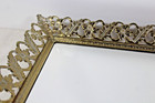 Vintage Metal Vanity Mirror Dresser Tray W  Gold Color Filigree 15 25  X 11 25 
