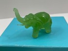 Vintage Elephant Figurine Brass  Green Glass Carved Stone Trunks Up Lot Of 4