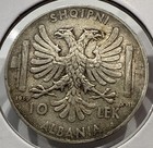 1939 10 Lek Albania Silver 10l Coin