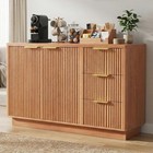 Vintage Accent Cabinet Sideboard Buffet With 2 Doors   3 Drawers Storage Wood