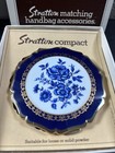 Vtg Stratton Convertible Queen Royal Blue Rose Enamel Top Compact Unused