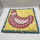 The Pioneer Woman Chicken Quilted Square Embroidered Applique Animal Trivet Nwot