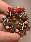 Ooak Dollhouse Miniature 1 12 Scale Clay Christmas Wreath Apples Candy Canes