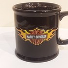 Vintage Harley Davidson Motorcycles Embossed Flaming Bar   Shield Coffee Cup