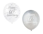 60th Wedding Anniversary Balloons Diamond Wedding Party Decoration Silver White