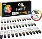 Professional Oil Paint Set - 36 Vibrant Colors In 18ml Tubes For Canvas  Wood   