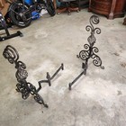 Antique 1900s Wrought Iron Fireplace Andirons Pristine Condition