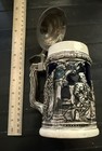 Vintage Original West Germany Hand Painted Stoneware Lidded Beer Stein