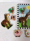 Farm 7 Piece Wood Puzzle With Pegs Horse Lamb Pig Duck Cow Cat Rooster