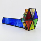 Bob Ade Stained Glass Kaleidoscope Handmade Double Wheel Triple Barrel Art Glass
