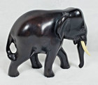 Hand Carved Asian Elephant Statue Figuirine Made In Thailand Heavy Solid Wood