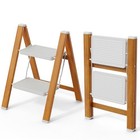 Step Ladder  Aluminum Foldable Step Stool With Anti 2 Step White woodgrain