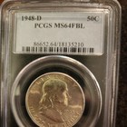 1948-d Franklin Silver Half Dollar Pcgs Ms64fbl Full Bell Lines 