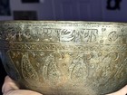 Antique Persian Islamic Ghaznavi Era Tinned Bronze Bowl Arabic Inscriptions