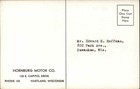 Hartland Wi Hornburg Motor Co 1937 Ford V-8 Tudor Sedan Ad Postcard