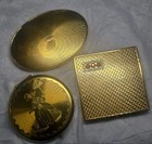 Vintage Makeup Compact Lot 3  Elgin Richard Hudnut  Wadsworth Art Deco Goldtone 